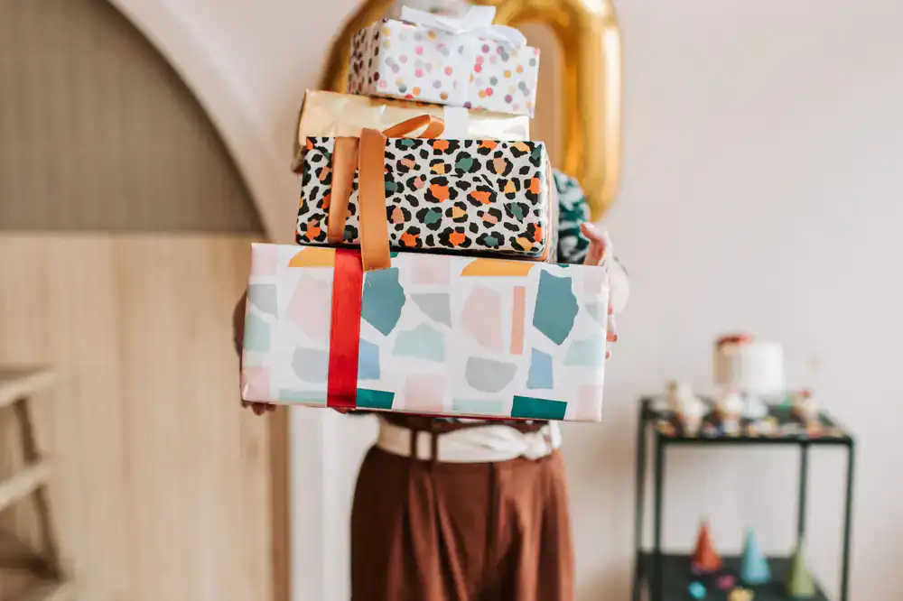 Stacks of patterned wrapping paper
