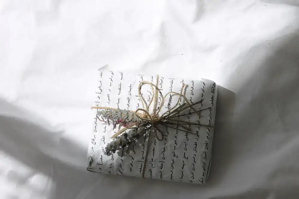 Beautifully wrapped gifts featuring dried floral accents